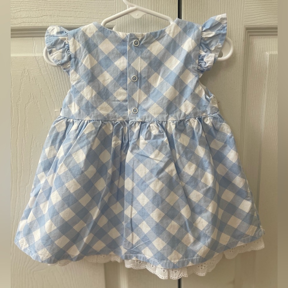 Crown & Ivy Blue and White Pleated Sundress with Flutter Sleeves